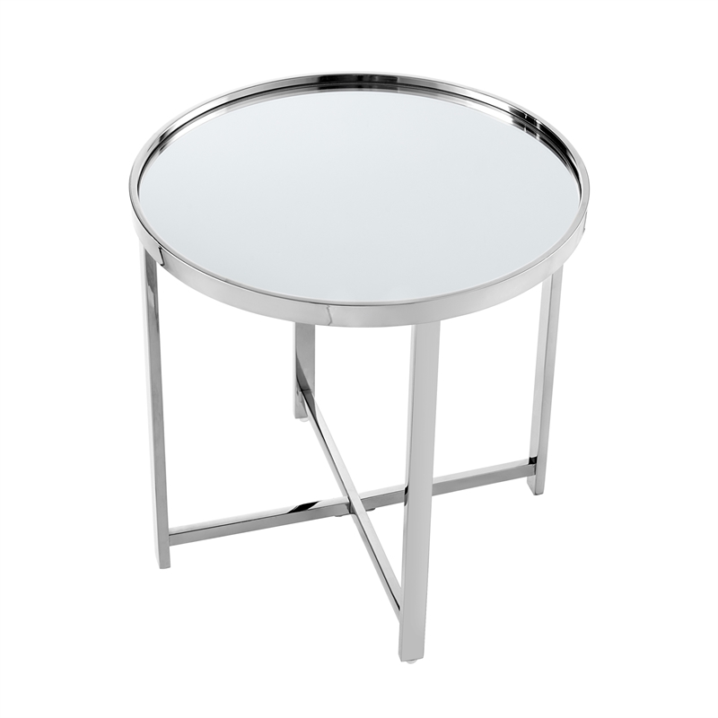 Posh Living Leiah Cross Legs End Table Chrome