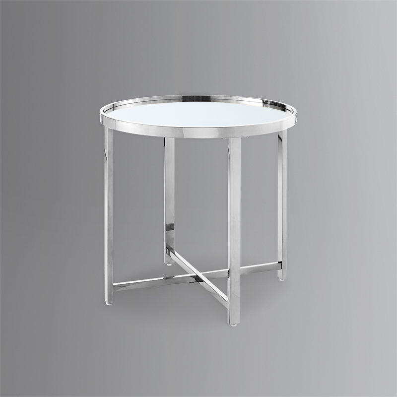 Posh Living Leiah Cross Legs End Table Chrome