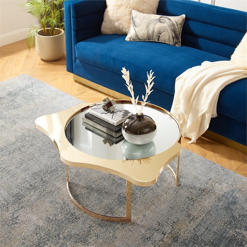Posh Living Lamiyah Coffee Table Gold With Mirrored Top