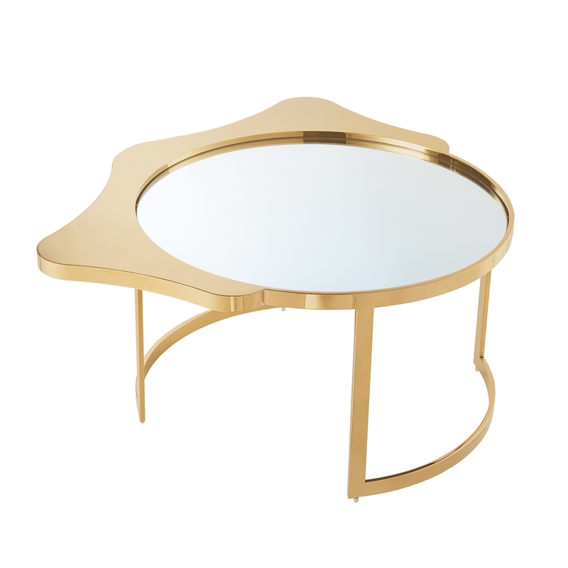 Posh Living Lamiyah Coffee Table Gold With Mirrored Top