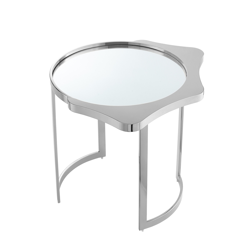 Posh Living Lamiyah End Table Chrome With Mirrored Top