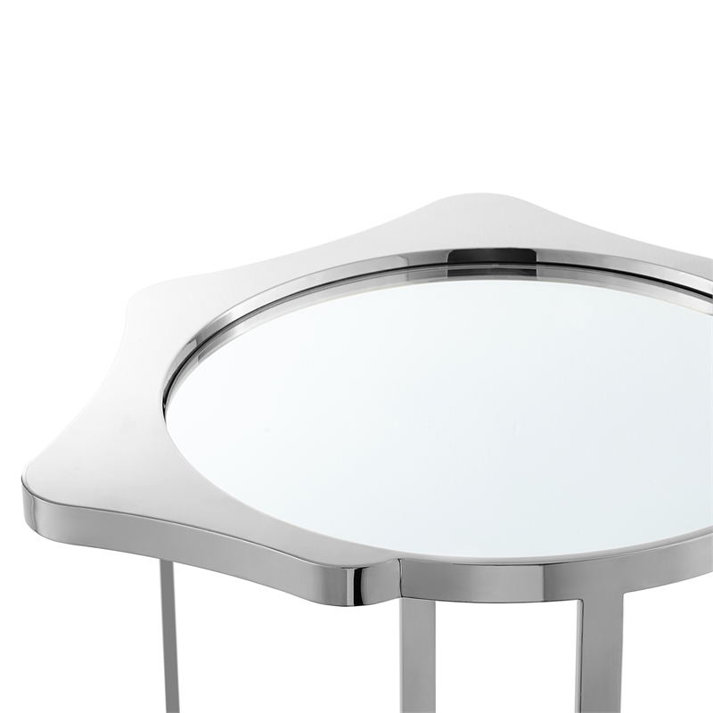 Posh Living Lamiyah End Table Chrome With Mirrored Top