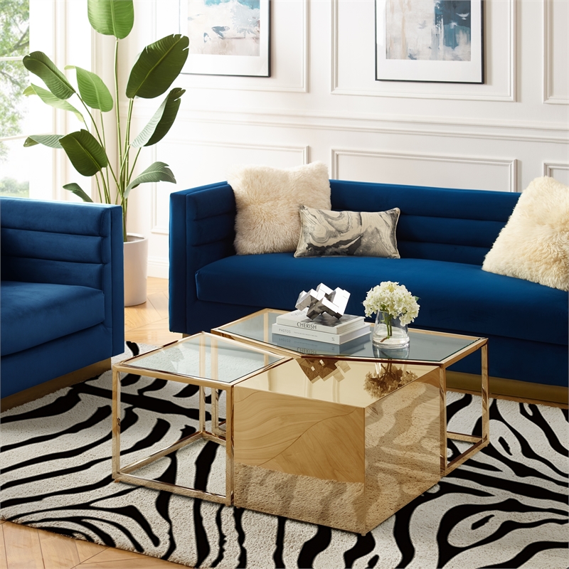 Posh Living Kristy 3 Pieces Coffee Table Gold