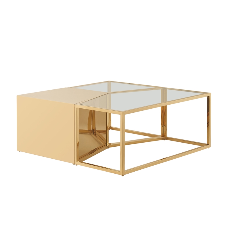Posh Living Kristy 3 Pieces Coffee Table Gold