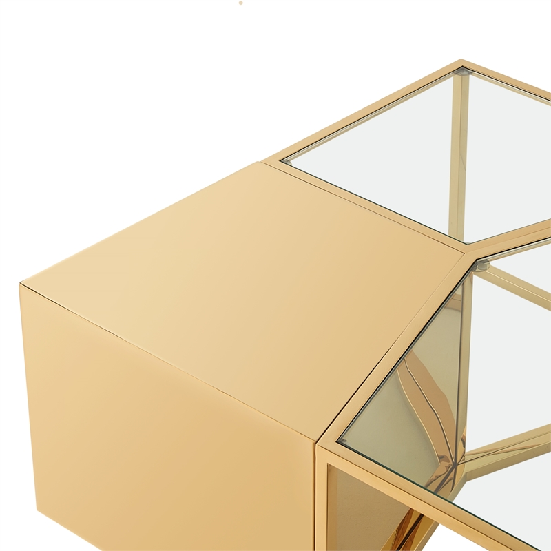 Posh Living Kristy 3 Pieces Coffee Table Gold
