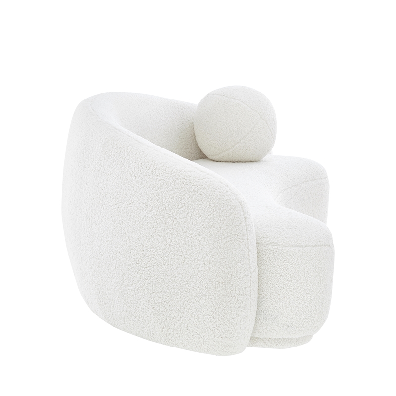 Posh Living Gabby Upholstered Wood & Sherpa Sofa with Curve Back in White