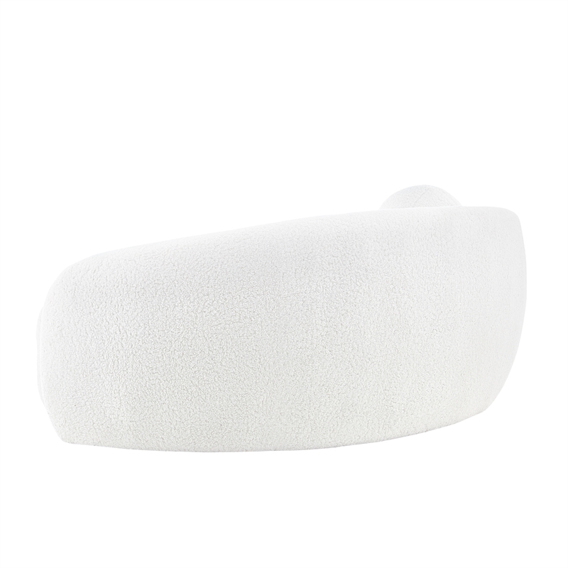 Posh Living Gabby Upholstered Wood & Sherpa Sofa with Curve Back in White