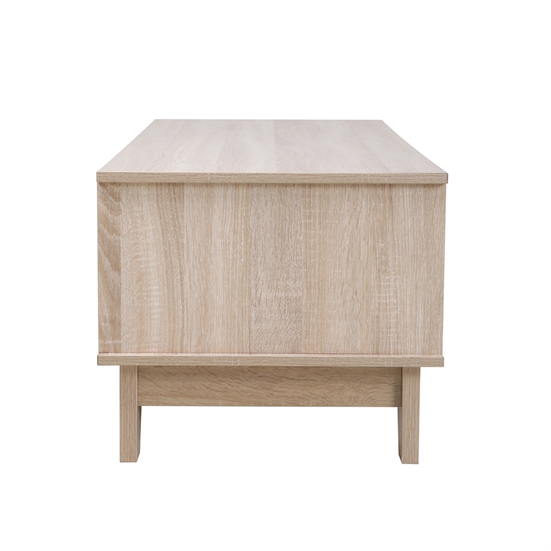 Posh Living Aralyn 2-Door Wood & Rattan Coffee Table in Beige/Natural