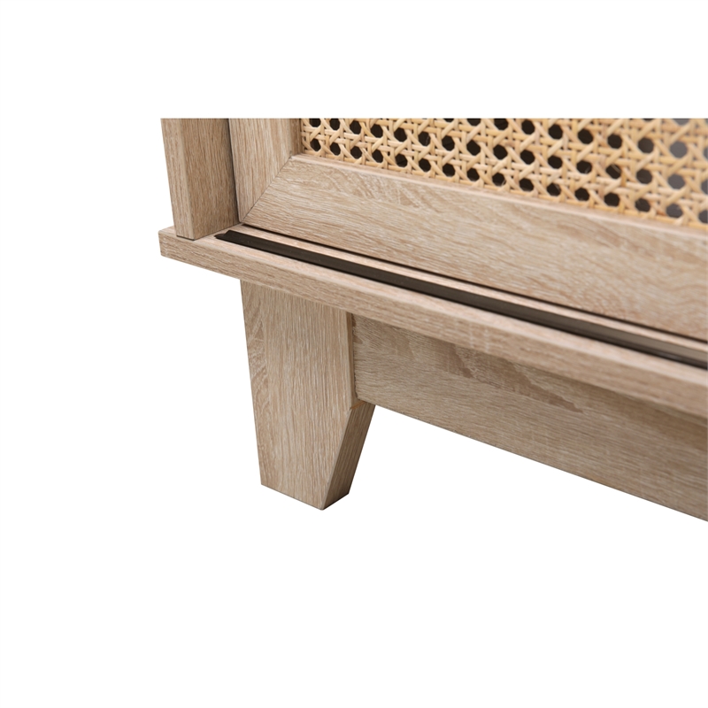 Posh Living Aralyn 2-Door Wood & Rattan Coffee Table in Beige/Natural