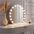 Posh Living Armand Glass Vanity Makeup Mirror with LED Lights in Gold