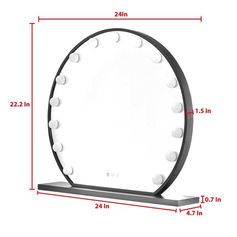 Posh Living Armand Glass Vanity Makeup Mirror with LED Lights in Gold