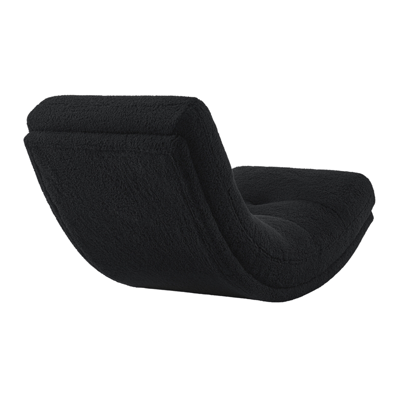 Posh Living Allana Upholstered Sherpa & Wood Rocking Chair in Black