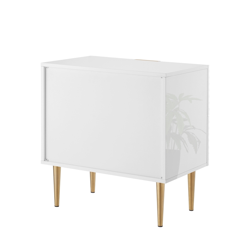 Posh Living Vail Wood Side Table Nightstand in White/Gold