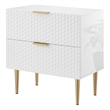 Posh Living Vail Wood Side Table Nightstand in White/Gold