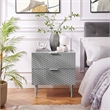 Posh Living Vail Wood Side Table Nightstand in Gray/Chrome