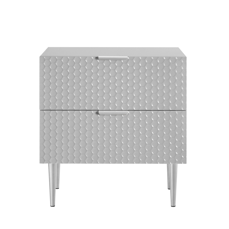 Posh Living Vail Wood Side Table Nightstand in Gray/Chrome