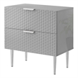 Posh Living Vail Wood Side Table Nightstand in Gray/Chrome
