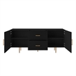 Posh Living Vail 2-Drawer Modern Wood Sideboard Buffet Cabinet in Black/Gold