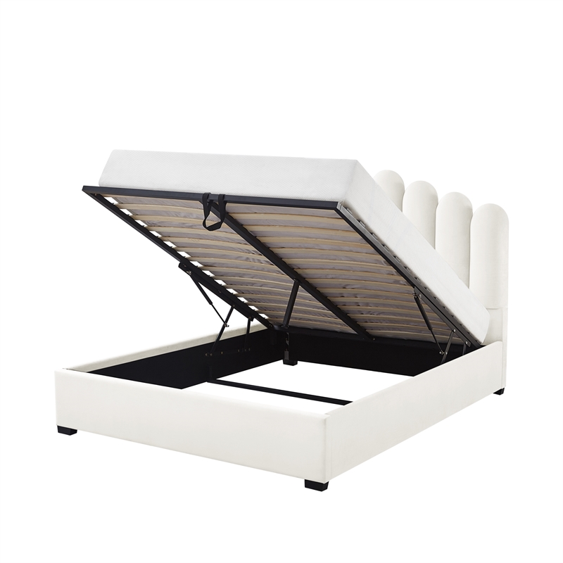 Posh Living Delani Velvet Full Platform Bed Ivory