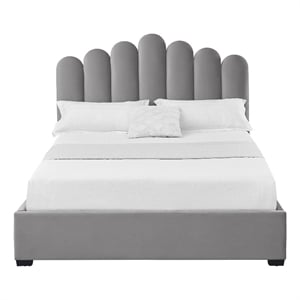 Posh Living Delani Velvet Full Platform Bed Grey