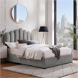 Posh Living Delani Velvet Queen Platform Bed Grey