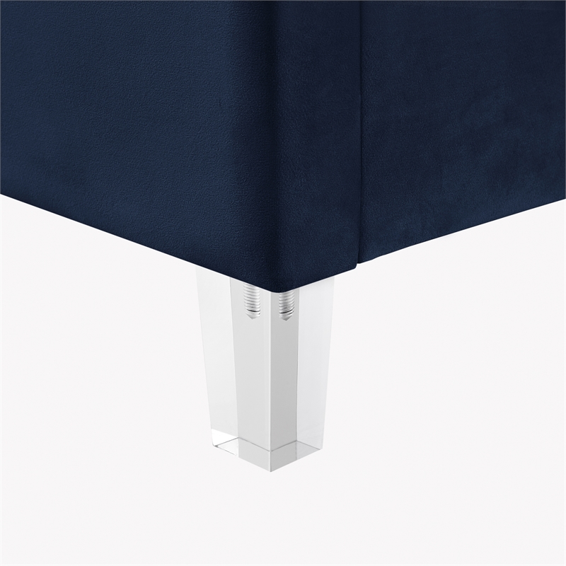 Posh Living Evette Velvet Queen Platform Bed Navy