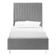Posh Living Evette Velvet Full Platform Bed Grey