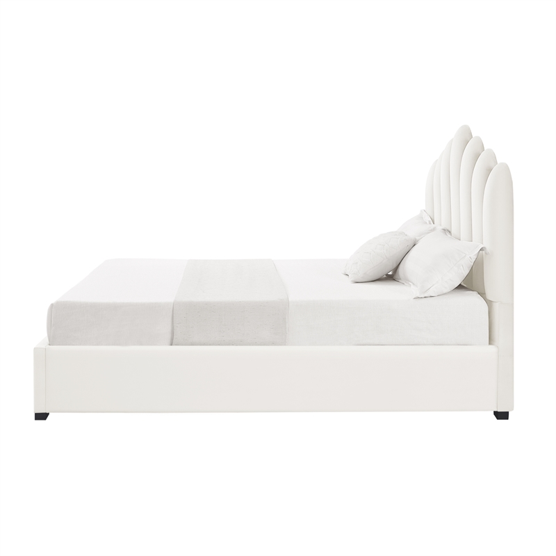 Posh Living Delani Velvet Twin XL Platform Bed Ivory