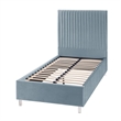 Posh Living Evette Velvet Full Platform Bed Slate Blue