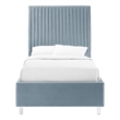 Posh Living Evette Velvet Full Platform Bed Slate Blue