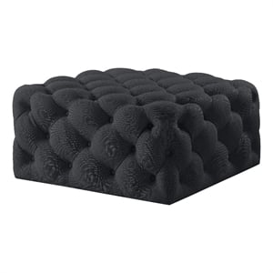 Posh Living Ramon Linen Cocktail Ottoman Black