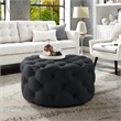 Posh Living Lilou Linen Cocktail Ottoman Black