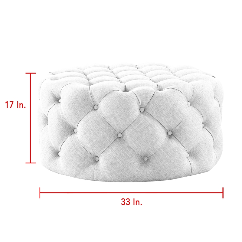 Posh Living Lilou Linen Cocktail Ottoman Black
