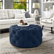 Posh Living Lilou Linen Wood Cocktail Ottoman Navy