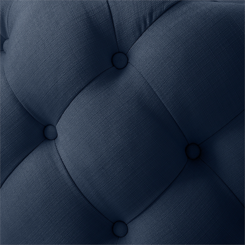 Posh Living Lilou Linen Wood Cocktail Ottoman Navy