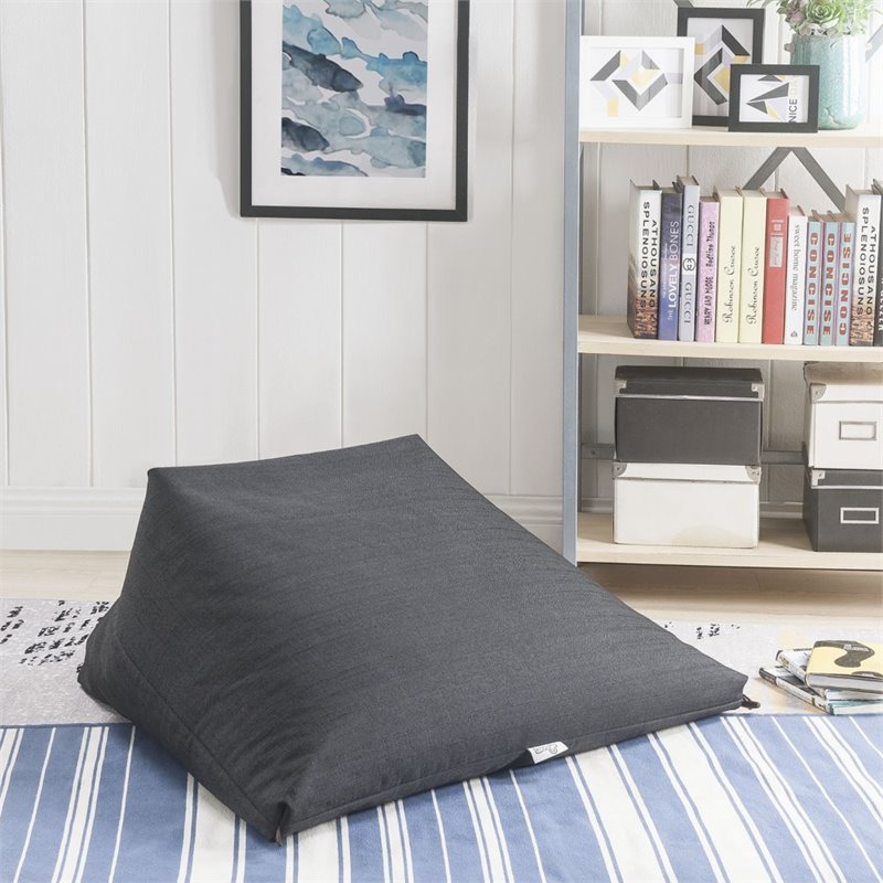 Magic Pouf Black Beanbag Linen 3 in 1 Ottoman Chair Pillow