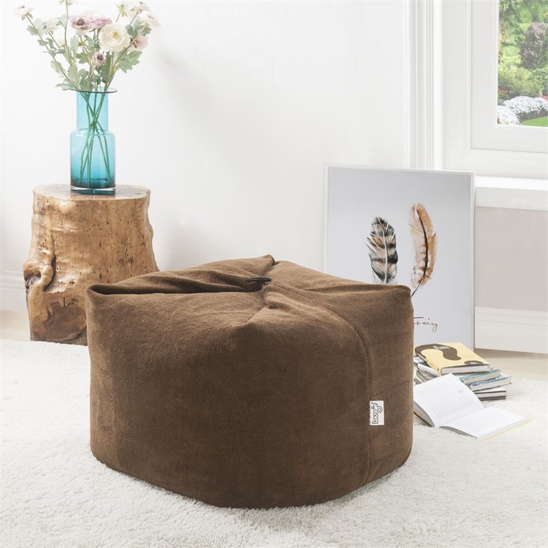 Magic Pouf Brown Beanbag Microplush 3 in 1 Ottoman Chair Pillow
