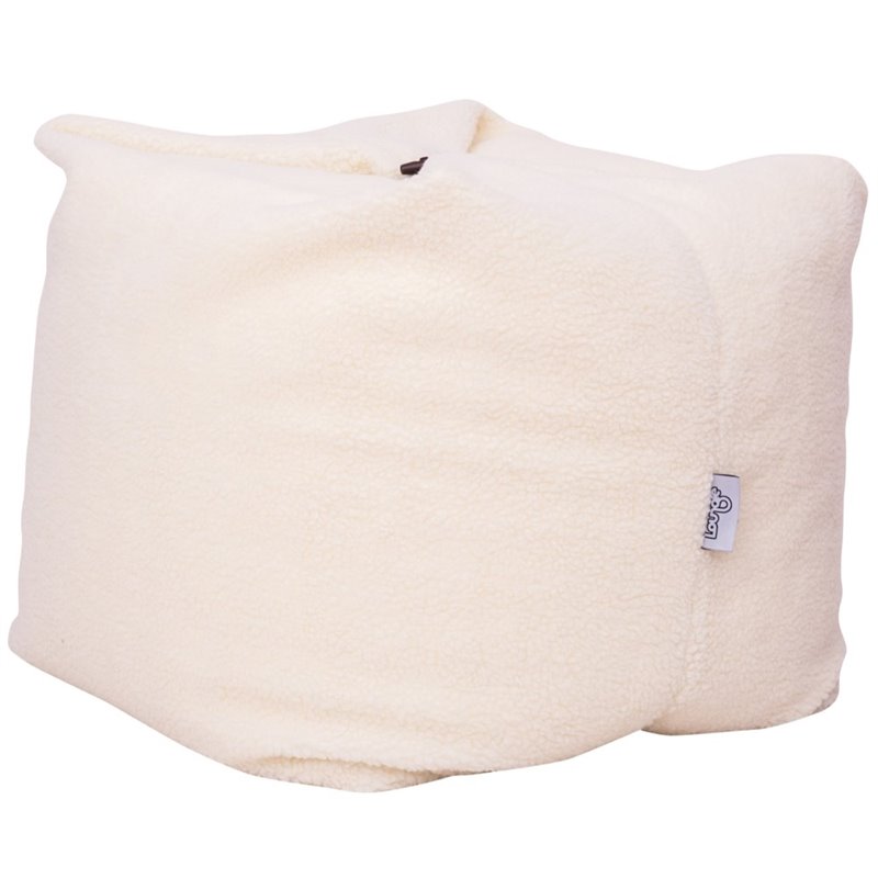 Magic Pouf Cream White Beanbag Sherpa 3 in 1 Ottoman Chair Pillow