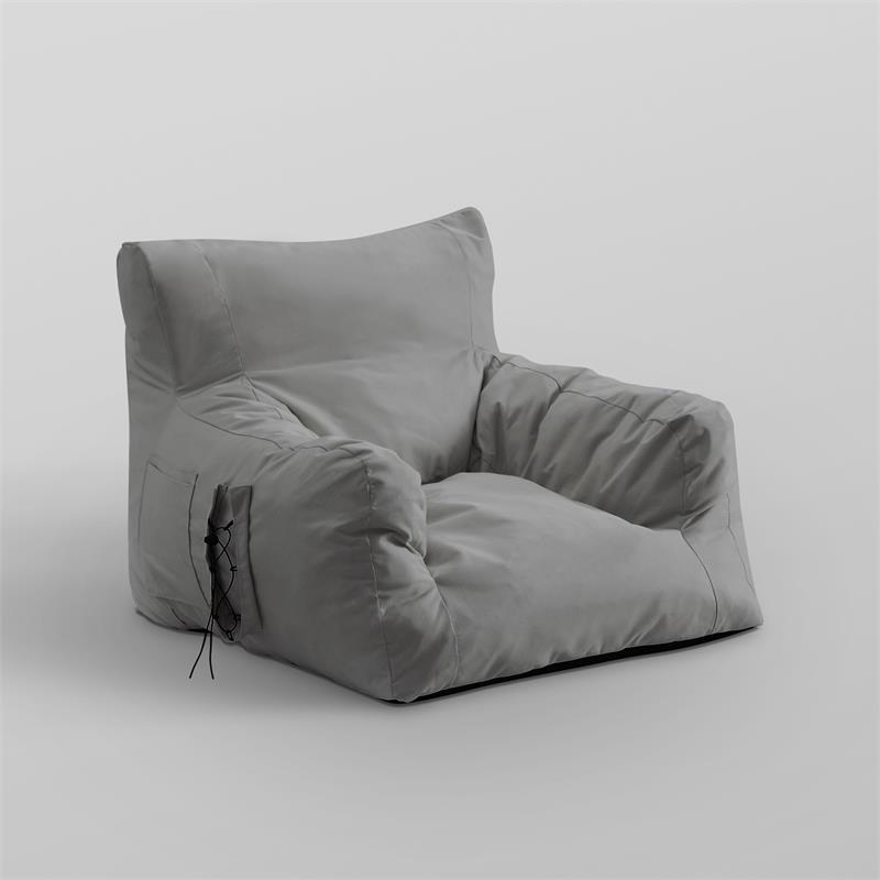 Loungie Comfy Nylon Bean Bag Chair/ Lounge Chair Light Grey