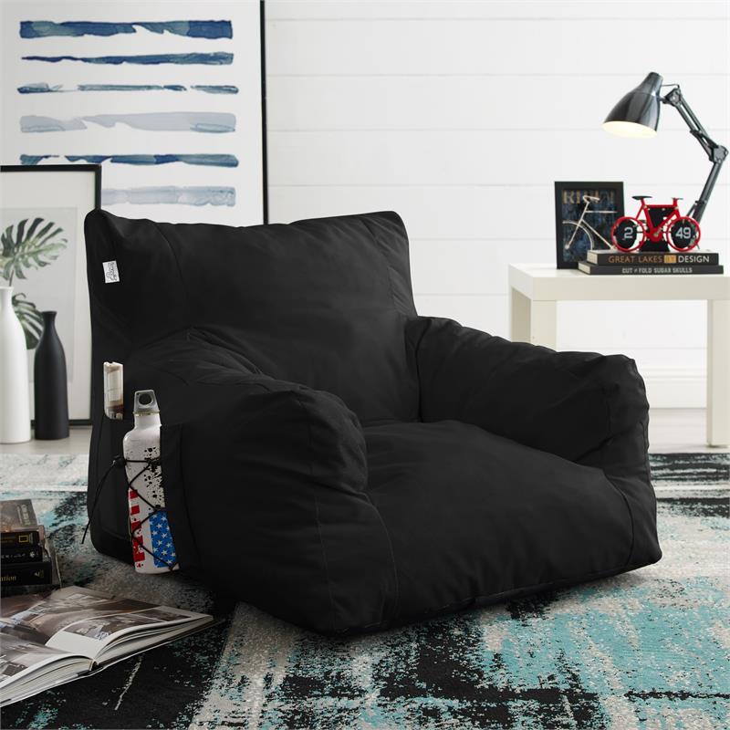 Loungie Comfy Nylon Bean Bag Chair/ Lounge Chair Black