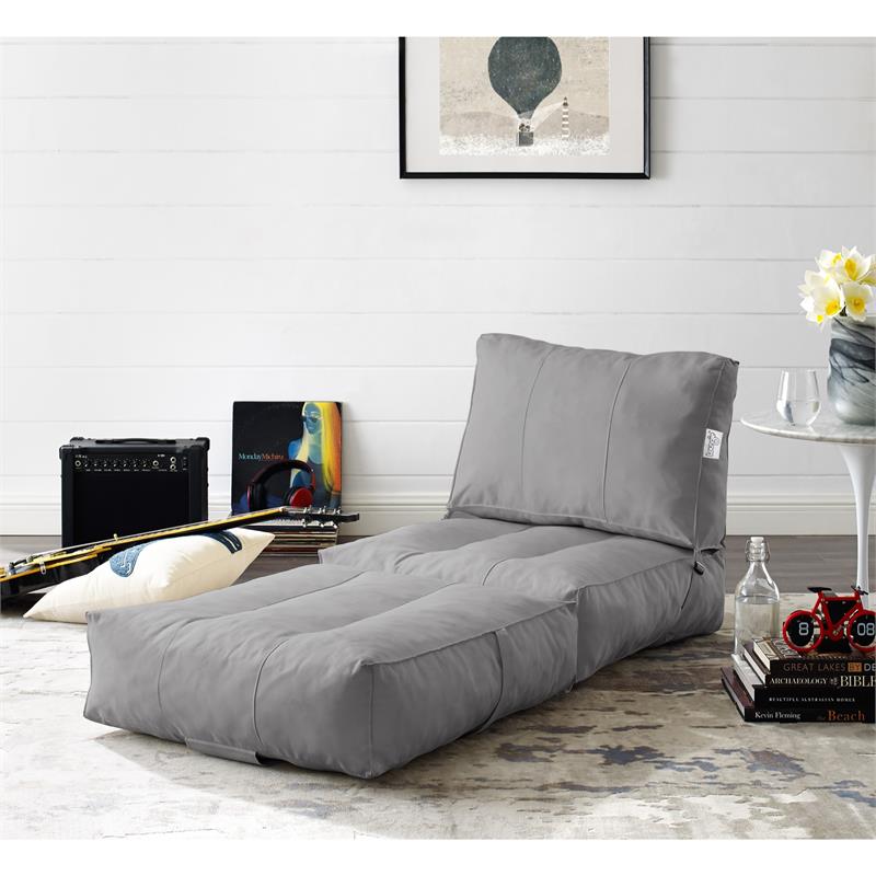 Loungie Cloudy Nylon Bean Bag Chair Light Grey