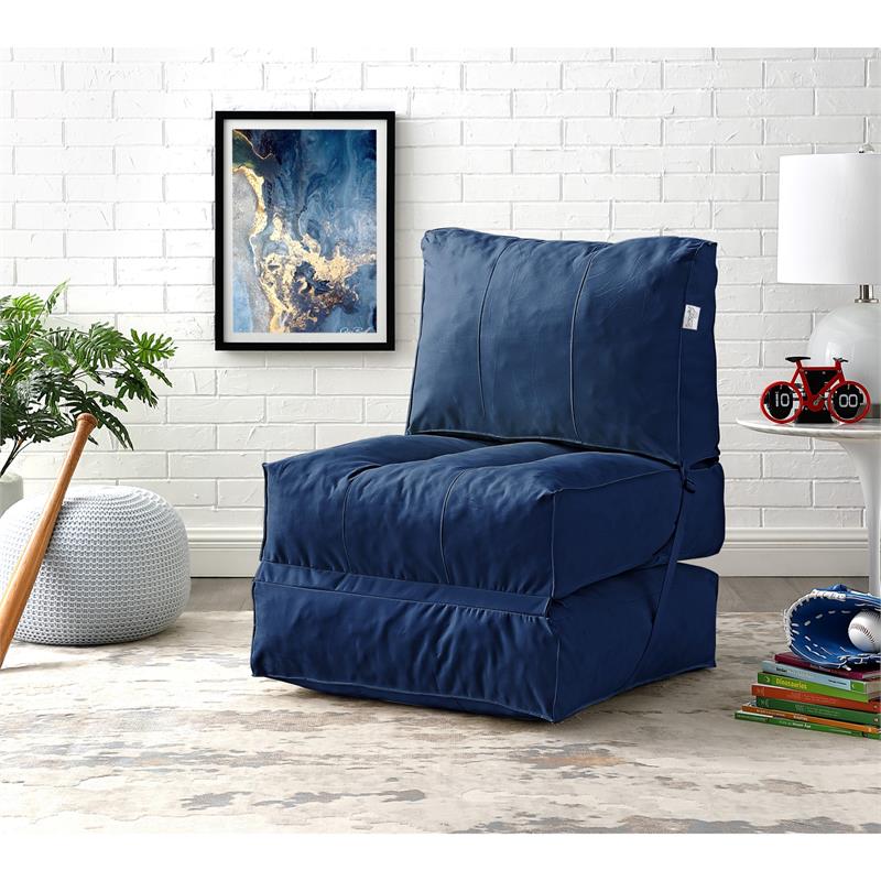 Loungie Cloudy Nylon Bean Bag Chair Blue