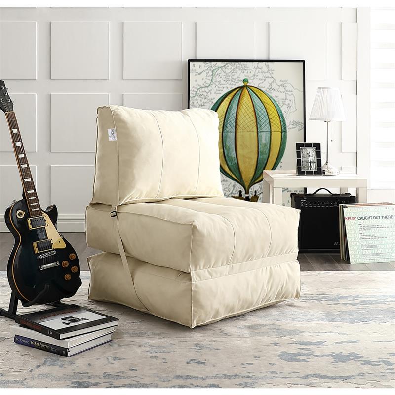 Loungie Cloudy Nylon Bean Bag Chair Beige