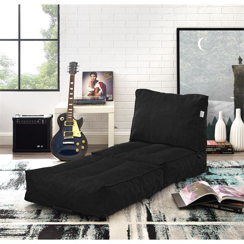 Loungie Cloudy Nylon Bean Bag Chair Black