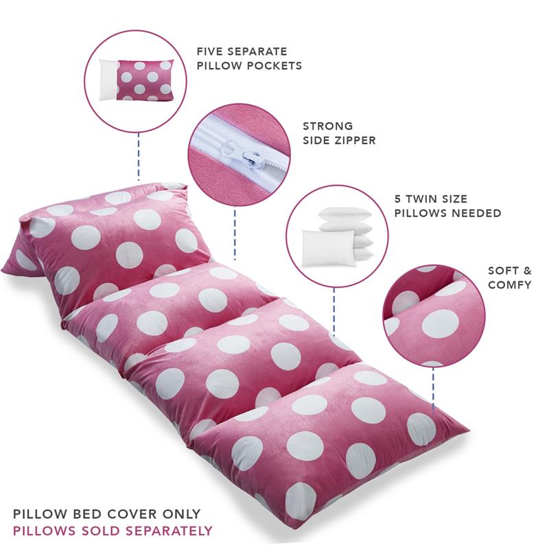 Bean Bag Covers Pink Polka Dots Microfiber 88