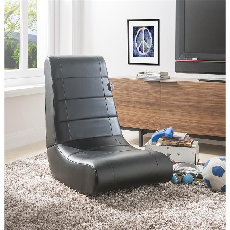 Rockme Floor Chairs Foam Black Leather PU
