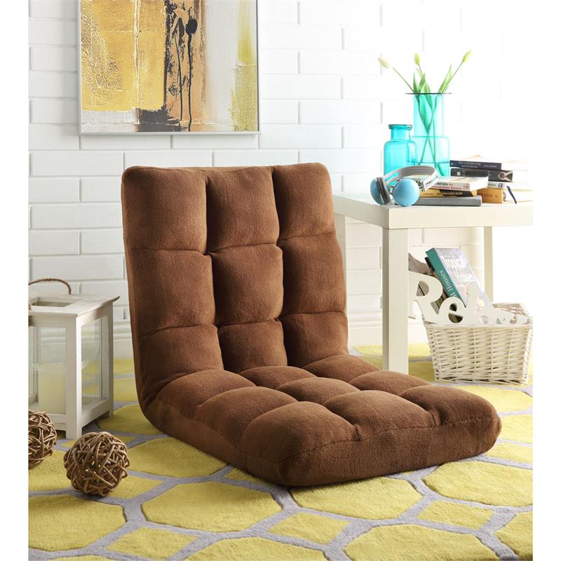 Loungie Floor Chairs Brown Microplush Foam Filling Steel Tube Frame
