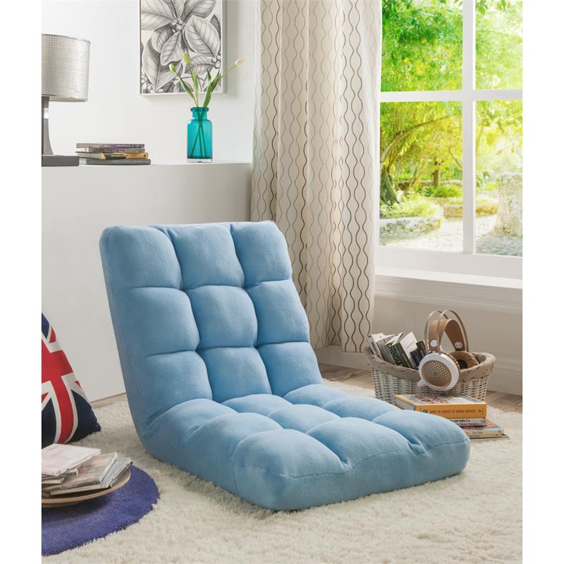 Loungie Floor Chairs Blue Microplush Foam Filling Steel Tube Frame