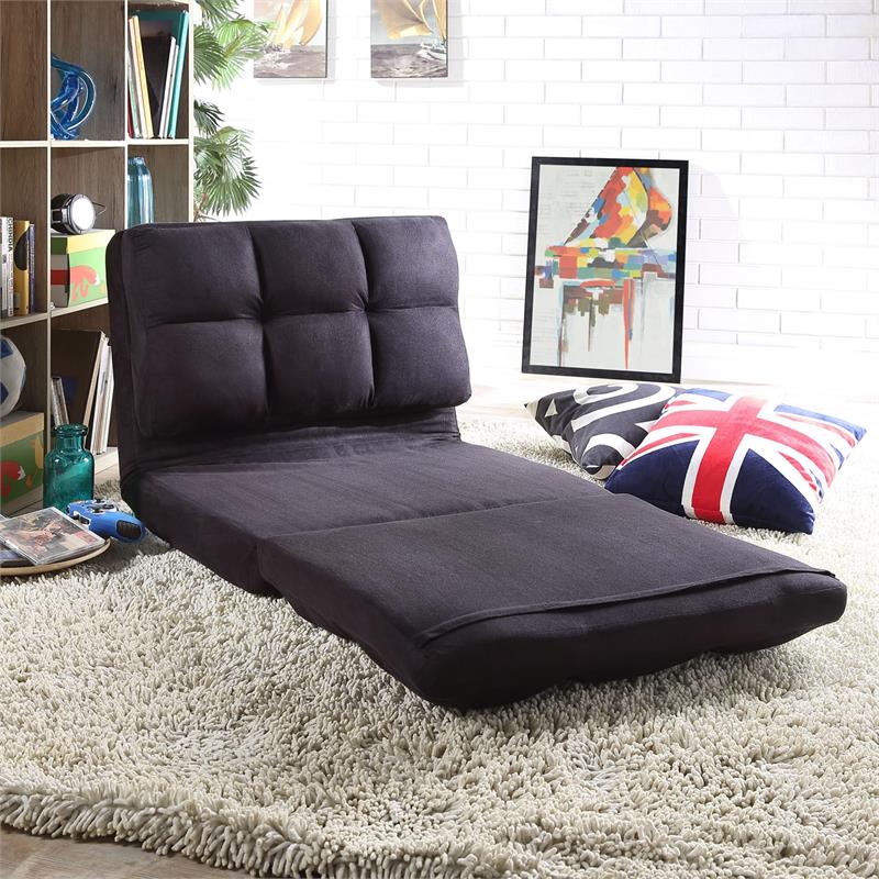 Loungie Floor Chairs Black Microsuede Foam Filling Steel Tube Frame