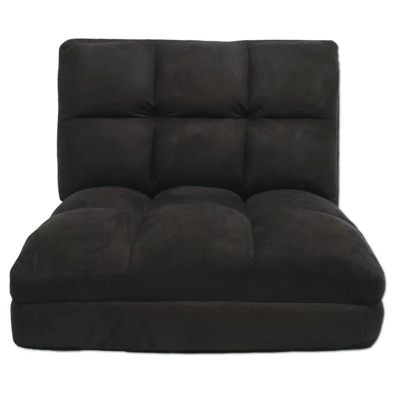 Loungie Floor Chairs Black Microsuede Foam Filling Steel Tube Frame